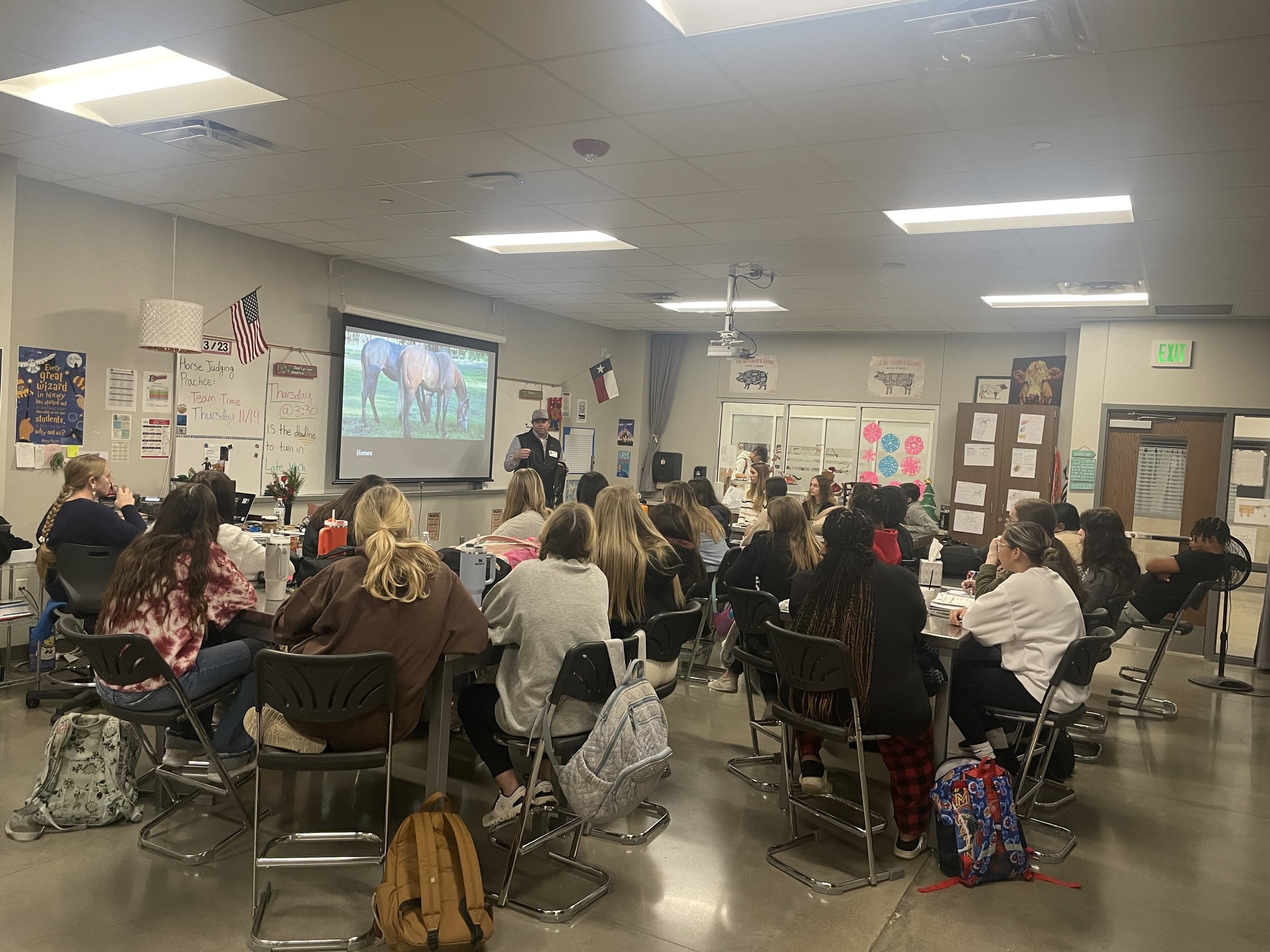 Dr. Fish talking to students at Lake Belton High School