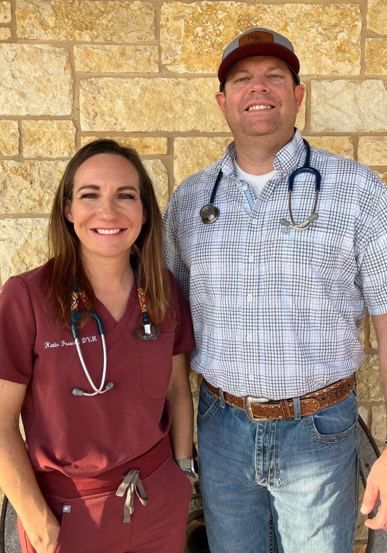 Dr. Frosch and Dr. Fish, owners of Belton Veterinary Clinic